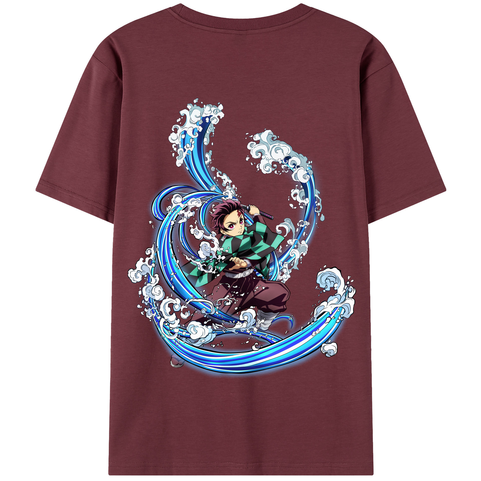 （画像用） 鬼滅の刃 竈門 炭治郎／かまど たんじろう Kamado Tanjirou 綿100％半袖Tシャツ（背面プリント）